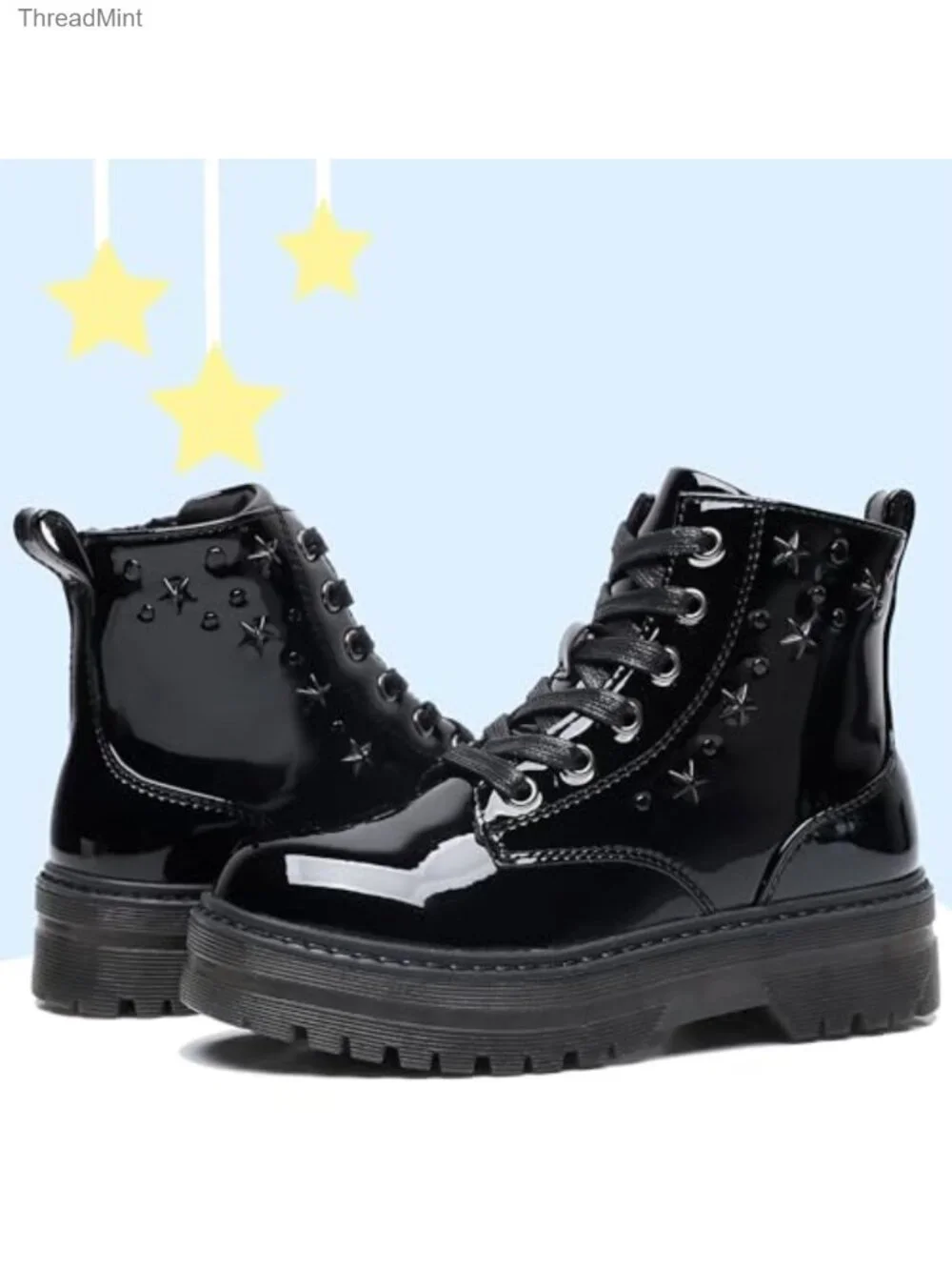 Kids Combat Boots Ankle Booties Side Zipper Water Resistant Synthetic